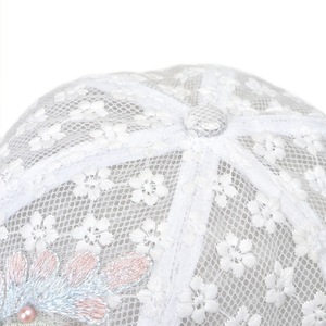 Casquette de baseball en dentelle pour femmes, maille respirante, broderie à la main, décor floral, chapeau de protection solaire décontracté, mode d'été - Product Image 3