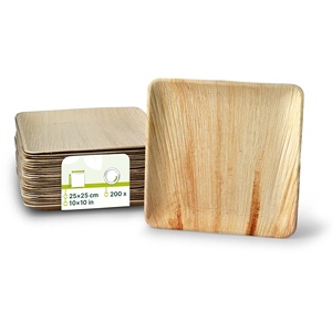 Assiettes en feuilles de palmier "Palmware" 25x25cm, forme carrée, jetables, écologiques, compostables, pour aliments - Product Image 1