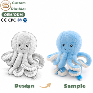 Peluche pieuvre bleue à anneaux Kelian 150 cm, géante rose et rouge, marionnette de dessin animé, jouet en peluche pieuvre à tentacules, pieuvre mignonne personnalisée - Product Image 1