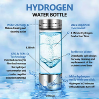 Bouteille d'eau intelligente anti-fuite en verre borosilicate haute performance, riche en hydrogène (1200-1400 PPB), alimentée par USB, sans BPA, 450 ml – Offre Spéciale