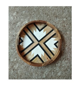 Ensemble de plateaux de service en bois d'acacia, best-seller, 3 pièces, décoratif, table basse pour salon, hôtel, restaurant, pour Noël - Product Image 5