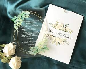 Tarjetas de Boda de Lujo Personalizadas <span class=keywords><strong>YUBI</strong></span>, Invitaciones Elegantes de Acrílico de 5x7 Pulgadas, Nuevos Estilos Personalizables para Decoración de Bodas - Product Image 2