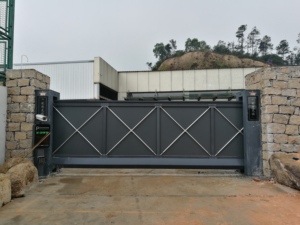 Kích thước tùy chỉnh Kính thiên văn cửa trượt QG-L2100A hợp kim nhôm công nghiệp tự động đường lái xe cổng chính biệt thự thiết kế mô hình 3D - Product Image 3