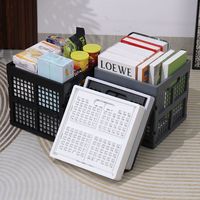 Caisse à lait pliable carrée en plastique noir de 30 L, boîte de rangement en PP, caisse à lait pliable avec poignée intégrée