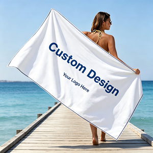 Serviette de plage en coton personnalisée avec impression couleur intégrale OEM - Product Image 1