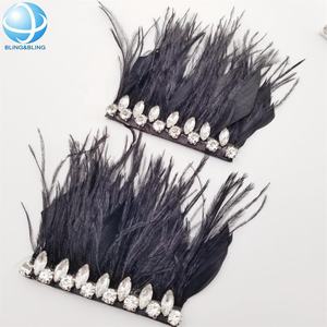 Apliques de plumas azul real de lujo, adorno para zapatos, tira de encaje de plumas de avestruz de cristal, accesorios para sandalias - Product Image 5