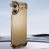 Coque de téléphone Coussinets d'angle en forme spéciale en métal sans cadre Couverture de téléphone portable Coin de caméra en métal Différentes couleurs pour IPhone