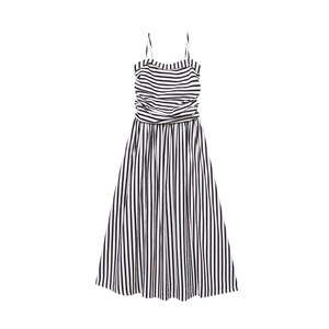 Vestido Tubo Ajustado con Tirantes, Diseño Vintage con Textura Plizada, Rayas Blancas y <span class=keywords><strong>Negras</strong></span>, Sn7479 - Product Image 5