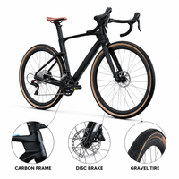 Vélo tout-terrain en fibre de carbone GRAVEL-V3 RS 24 vitesses avec frein à disque et câblage interne complet 700*40C 9,9KG