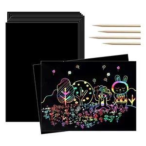 刮痕艺术彩虹纸彩色魔术纸黑色刮痕它从艺术工艺品笔记板
