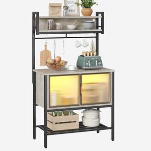 Étagère de rangement de cuisine personnalisée Étagère de rangement pour bar à café Étagère de cuisine pour boulangers Étagère à 5 niveaux pour micro-ondes avec lumières LED - Product Image 1