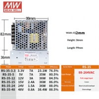 Fuente de Alimentación Conmutada Meanwell Serie RS de Taiwán, 15W 25W 35W 50W, 3.3V 5V 12V 15V 24V 48V 10A, Industrial