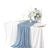 Chemin de table en voile froissé rustique en polyester tissé pour mariage, fête, maison, hôtel, festival, Noël - Réutilisable