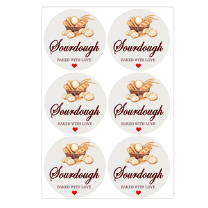Étiquettes autocollantes pour pain au levain, rondes, 2 pouces, en papier, pour emballage, design « Baked With Love » - Product Image 3