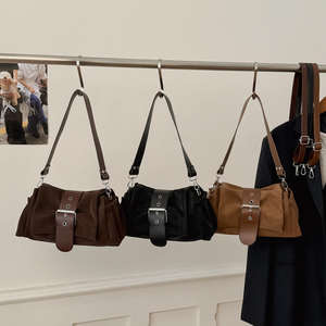 Bolso de hombro estilo Maillard vintage para mujer, bolso de axila estilo Y2K, bolso tote de cuero PU de lujo para mujer - Product Image 1