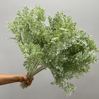 Daun Krisan Perak Buatan Berlapis Bulu, Daun Bulu Ayam, Pakis Tanduk Rusa, Daun Jenggot Kambing, Tanaman Hias Dekoratif