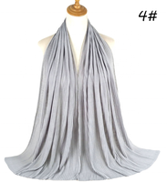 Hijab musulman en coton mercerisé en jersey côtelé Foulard tendance Épaule drapée Hijab musulman