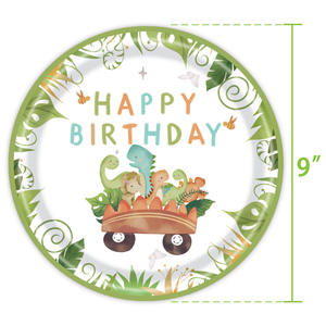 Patrón de logotipo personalizado y tamaño de vasos de papel plato y vaso desechable mantel suministros de fiesta de dibujos animados naturales juego de vajilla - Product Image 5