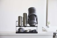 Support de séchage de bouteilles à deux niveaux pour comptoir de cuisine, avec plateau de drainage, pour le rangement de bouteilles et de carafes larges