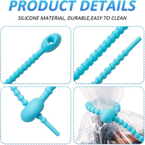 Multi Purpose Colorful Silicone Ties Bag <b>Clip</b> Cable <b>Straps</b> Bread Tie Reusable Rubber Twist Tie - Product Image 4