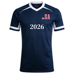 Maglietta Sportiva Casual da Uomo con Scollo a V Bianca e Scritta '2026' - Stile USA - Product Image 1