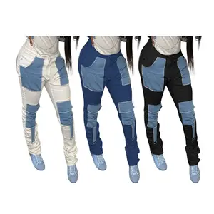 2021 Fashion Apparel Großhandel Hosen Skinny Pants Pantalones Seite Schnüren hoch taillierte Jeans für Frauen