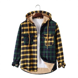 Chemise de moto pour homme en flanelle de coton doublée de fourrure, respirante, à motif à carreaux, pour une protection optimale. - Product Image 1