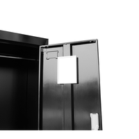 Casier à 4 portes en métal moderne noir avec armoire à vêtements miroir