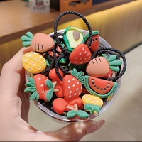30 stuks/doos Groothandel Kawaii Cartoon Plastic Fruit Haar Elastiekjes Kinderen Baby Elastische Haarband voor Meisjes Accessoires
