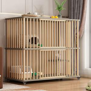 <span class=keywords><strong>Cage</strong></span> à chat en bois véritable élégante et pratique avec une ample surface pour la reproduction et le jeu, accessoires pour chats - Product Image 5