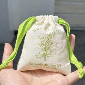 Custom Printed 100% Muslin Cotton Gift Package <b>Bag</b> With <b>Drawstring</b> Cotton Canvas Fabric Muslin <b>Drawstring</b> <b>Bag</b> - Product Image 3