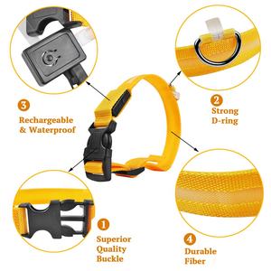 Usb Oplaadbare Led Gloeiende Kraag Voor Honden Luxe <span class=keywords><strong>Nylon</strong></span> Lichtgevende Knipperende Ketting Stijlvolle Nacht Veiligheidsvoorzieningen Kant - Product Image 5