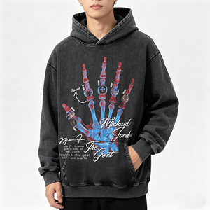 Pull à capuche pour homme, coupe régulière, manches courtes, imprimé DTG, style streetwear américain, couleur unie, hip-hop, automne - Product Image 2