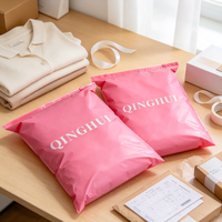 Sac de Courrier Imprimé Rose en Gros avec Fermeture Éclair, Sac d'Expédition Personnalisé en Polyéthylène avec Logo, Sac d'Expédition de Vêtements Imperméable et Réutilisable
