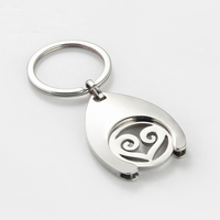 Porte-clés jeton de chariot personnalisé avec logo gravé au laser pour voiture, design métallique, pour chariot de courses