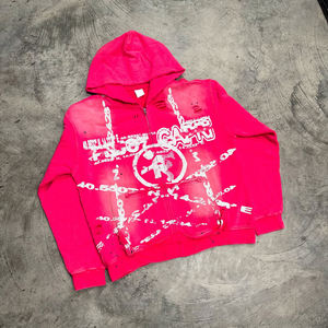 Felpa personalizzata con cappuccio Unisex in cotone 100% pesante stampato con Zip personalizzata oversize Vintage con cappuccio da uomo - Product Image 3