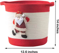 Noël Père Noël Rouge Corde Panier Jouet Poubelle De Rangement Avec Poignées Paniers Tissés Pliables Paniers Roulants Panier À Linge