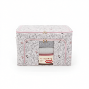 Caja de Almacenamiento de Terciopelo Tencel 50x40x30cm con Diseño Floral, Organizador de Ropa para Armario, Contenedor de Tela Ecológico que Ahorra Espacio - Product Image 1