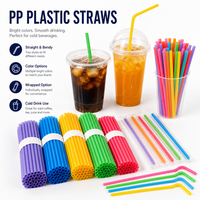 Pailles à boire colorées en plastique PP, droites et courbées, pour les fêtes