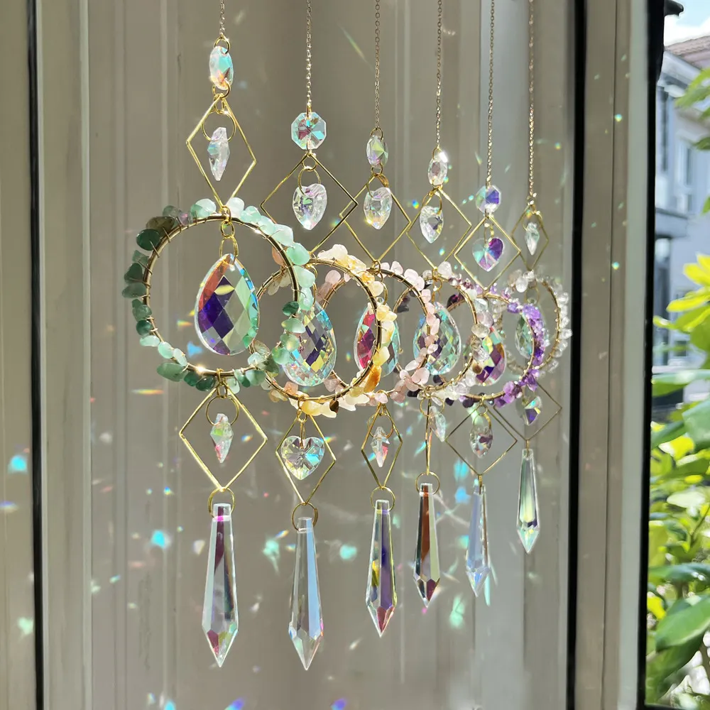 Arco-íris cristal Suncatchers coração pendurado carrilhão para janela prisma bola de cristal pingentes para jardim festa de casamento