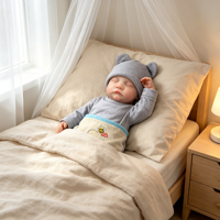 Reborn-Babypuppe, 17 Zoll, weiche Vinyl-Begleitpuppe für Kinder, Geburtstagsgeschenk, waschbare, wechselbare Kleidung, handbemalte Mädchenpuppe