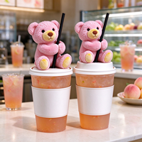 Nouveau 2026 Ours en peluche mini moelleux assis, figurine décorative pour tasse et table de café, vente en gros