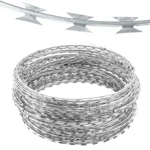 Manufacturer sells stainless steel accordion razor blade gill net with sharp blades barbed razor wire