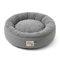 Coussin rond pour animaux de compagnie en lin Sherpa, pour chien et chat, taille M (50 x 50 cm), lavable, pour usage intérieur