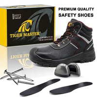 Chaussures de sécurité pour hommes Tiger Master, bottes de travail, embout en acier, anti-perforation, cuir noir, antidérapantes, semelle en PU résistante à l'huile