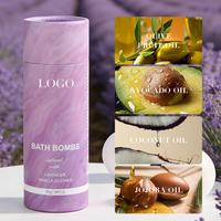 Ensemble cadeau de bombes de bain moussantes naturelles faites à la main, relaxantes, aromathérapie, vanille et lavande, 30 g * 3, avec boîte cadeau
