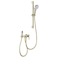 Système de douche mural WEIHAO en laiton brossé doré non revêtu, avec douchette à main et pulvérisateur de bidet, ensemble combiné
