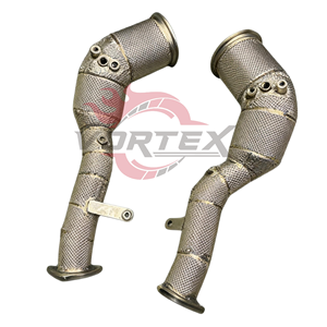 Collecteur d'échappement haute performance en acier inoxydable 304 avec catalyseur pour Audi S6 S7 C8 3.0T V6 2019-2024 avec bouclier thermique, sans voyant d'avertissement moteur - Product Image 2