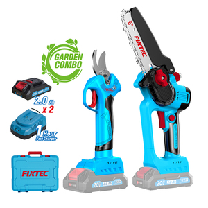 Kit de jardinage FIXTEC 20V sans balais, cisailles de taille 30 mm et scie à chaîne 6 pouces 7,9 m/s avec 2 batteries 2,0 Ah et chargeur 1h FCK204 - Product Image 1