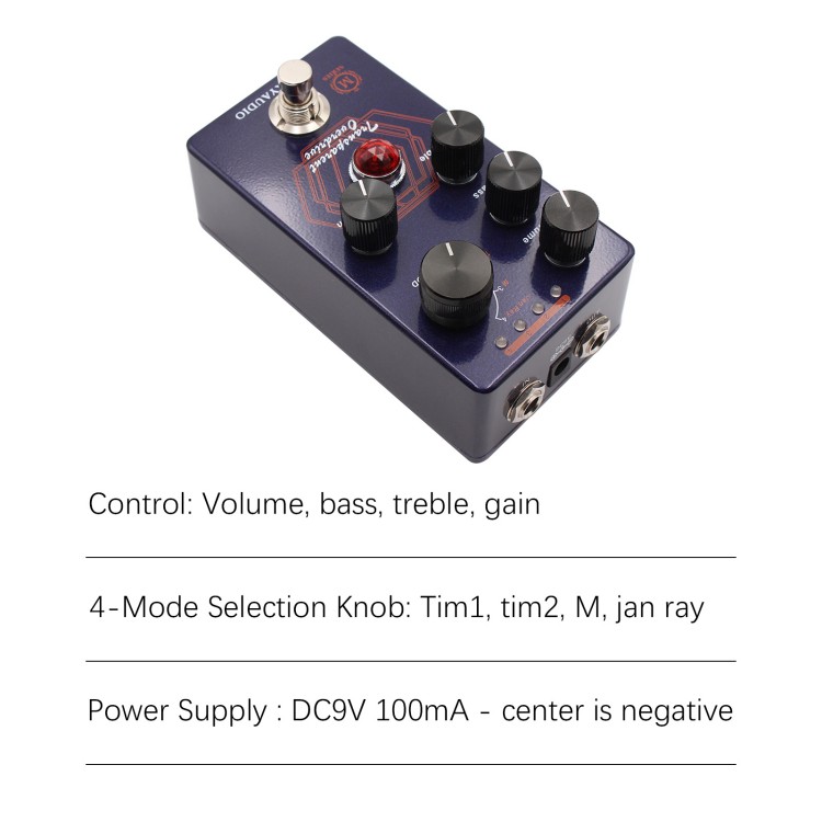 MOSKYAudio Overdrive Guitar Effect Pedal 4 Mode Switch & Volume